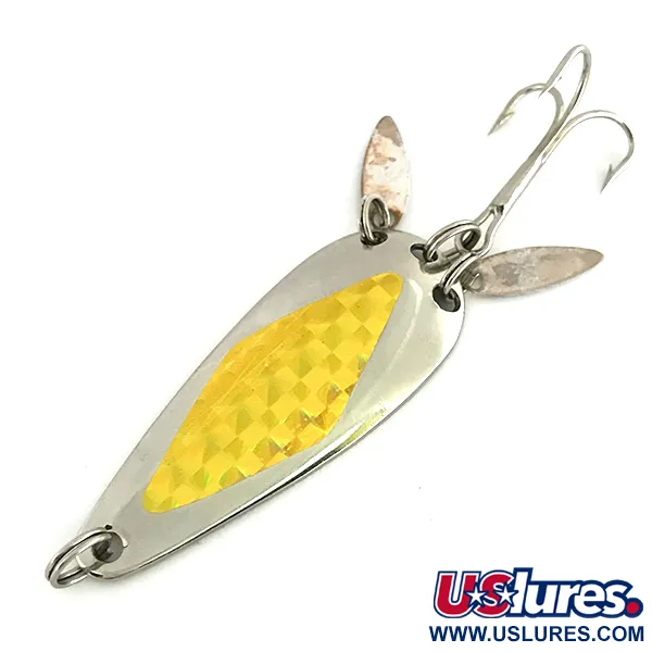 Vintage   Marathon (with sonic blades), 2/5oz Nickel / Gold fishing spoon #8615