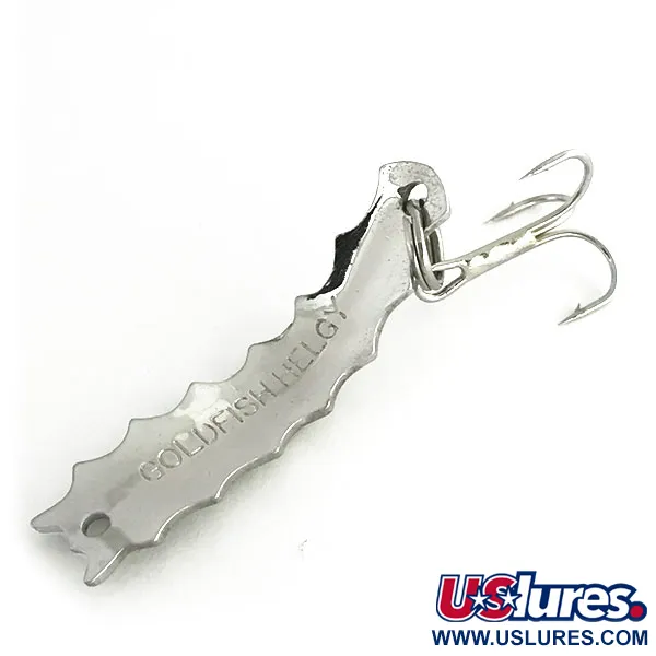 Vintage  Al's gold fish Goldfish Helgy, 3/16oz Nickel / Red Eyes fishing spoon #8621