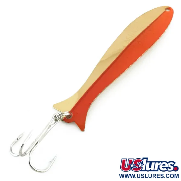 Vintage   Acme Flash-King Wobbler , 3/16oz Gold / Orange fishing spoon #8657