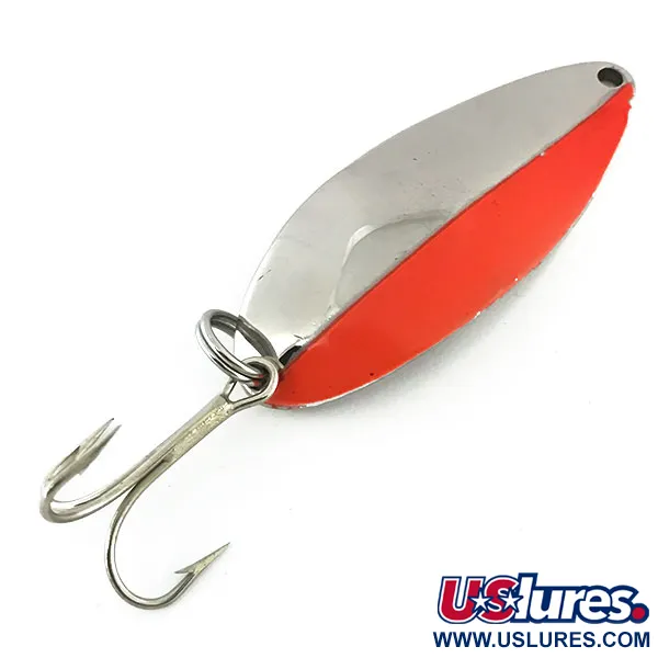 Vintage  Seneca Little Cleo (Hula Girl) UV, 2/3oz Nickel / Orange fishing spoon #8659