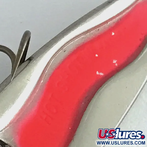 Vintage  Luhr Jensen Hot Shot W UV, 3/16oz Nickel / Pink fishing spoon #8665