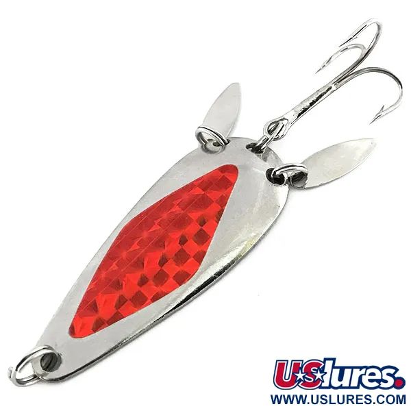 Vintage   Marathon (with sonic blades), 2/5oz Nickel / Red fishing spoon #8682