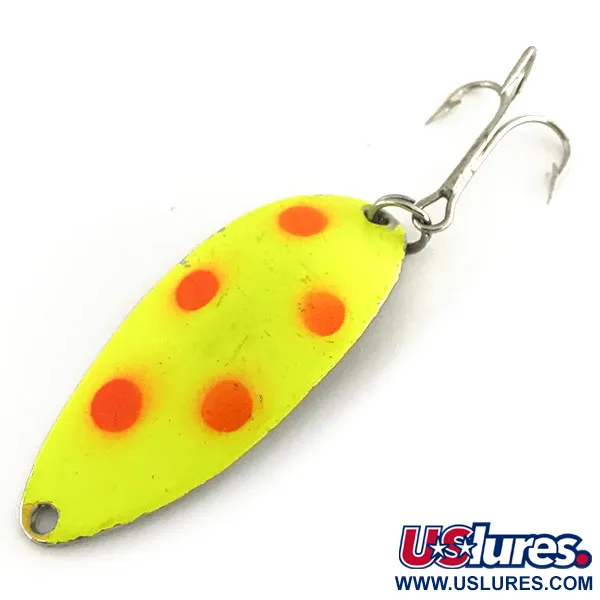 Vintage  Seneca Little Cleo (Hula Girl) UV, 1/2oz Yellow / Red / Nickel fishing spoon #8685