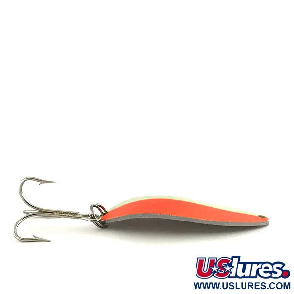 Vintage   Acme Little Cleo Glow, 2/5oz White / Orange / Nickel fishing spoon #8687
