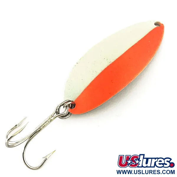 Vintage   Acme Little Cleo Glow, 2/5oz White / Orange / Nickel fishing spoon #8687