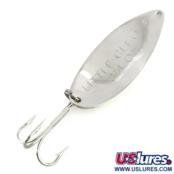 Vintage   Acme Little Cleo Glow, 3/4oz White / Red / Nickel fishing spoon #8689