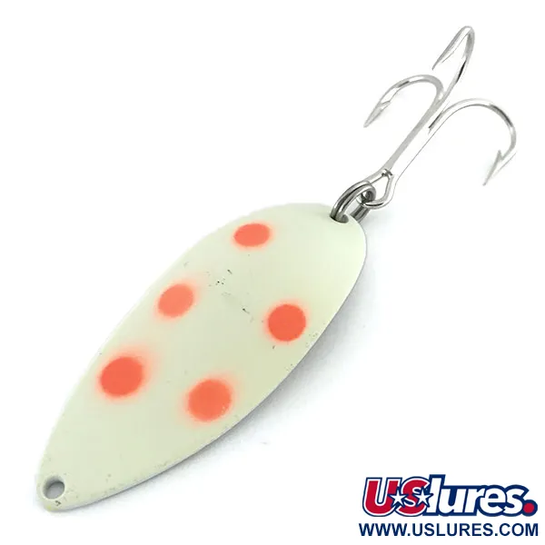 Vintage   Acme Little Cleo Glow, 3/4oz White / Red / Nickel fishing spoon #8689