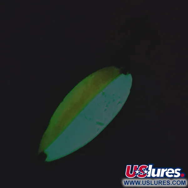 Vintage  Seneca Little Cleo (Hula Girl) Glow, 2/3oz Orange / White / Nickel fishing spoon #8692