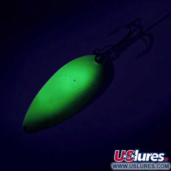 Vintage  Seneca Little Cleo (Hula Girl) UV, 3/4oz Yellow / Green / Nickel fishing spoon #8693