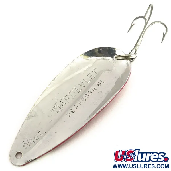 Vintage  Eppinger Dardevle Dardevlet , 3/4oz Red / White / Nickel fishing spoon #8708