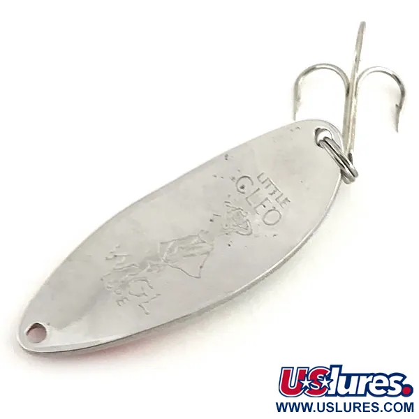 Vintage  Seneca Little Cleo (Hula Girl), 1/2oz Pearl / Red / Nickel fishing spoon #8715