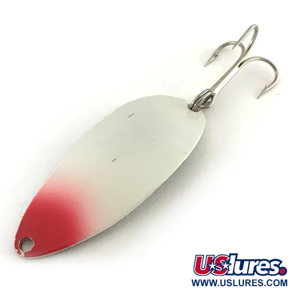 Vintage  Seneca Little Cleo (Hula Girl), 1/2oz Pearl / Red / Nickel fishing spoon #8715