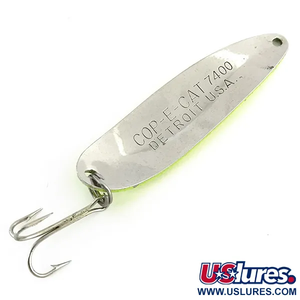 Vintage  Eppinger Dardevle Cop-E-Cat 7400 UV, 1/2oz Yellow / Nickel fishing spoon #8721