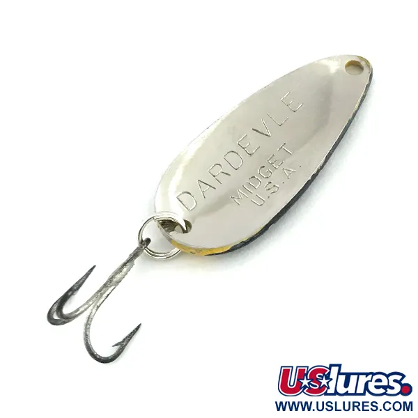Vintage  Eppinger Dardevle Midget, 3/16oz Yellow / Black / Nickel fishing spoon #8725