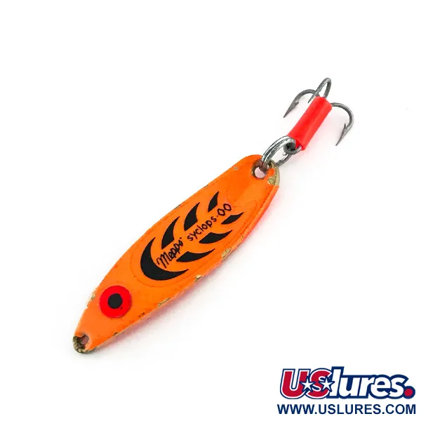 Vintage   Mepps Syclops 00 UV, 3/16oz Fluorescent Orange fishing spoon #8727