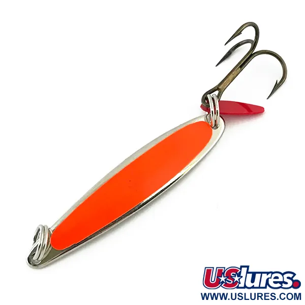 Vintage  Bay de Noc Bay De Noc Swedish pimple UV, 1/4oz Nickel / Orange fishing spoon #8729