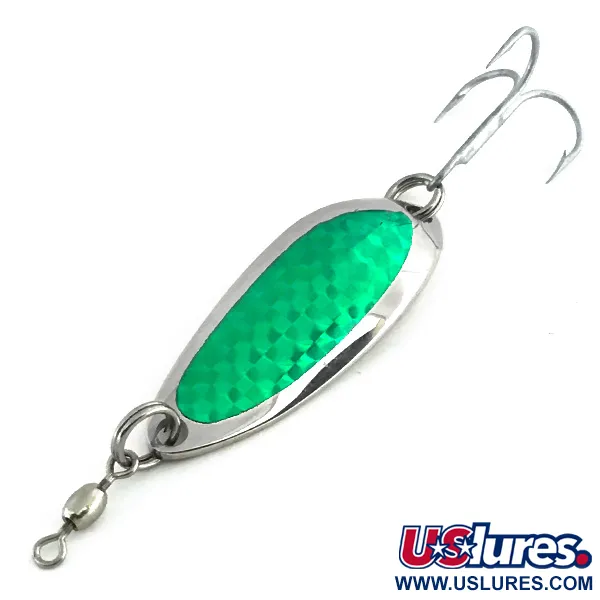  Luhr Jensen Lil' Kroc (Krocodile Stubby), 1/3oz Nickel / Green fishing spoon #8735