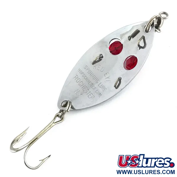 Vintage  Hofschneider Red Eye junior, 2/5oz Nickel / Red Eyes fishing spoon #8737