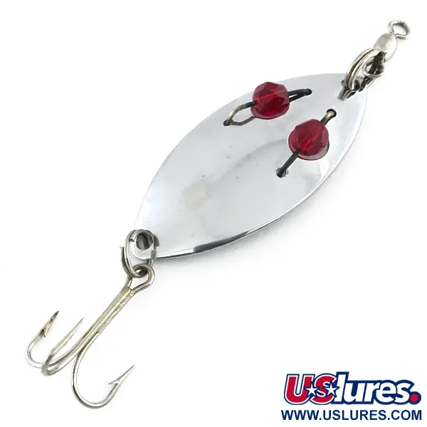 Vintage  Hofschneider Red Eye junior, 2/5oz Nickel / Red Eyes fishing spoon #8737