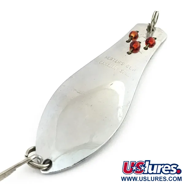 Vintage   Herter's Canadian Spoon, 1/3oz Nickel / Red Eyes fishing spoon #8747