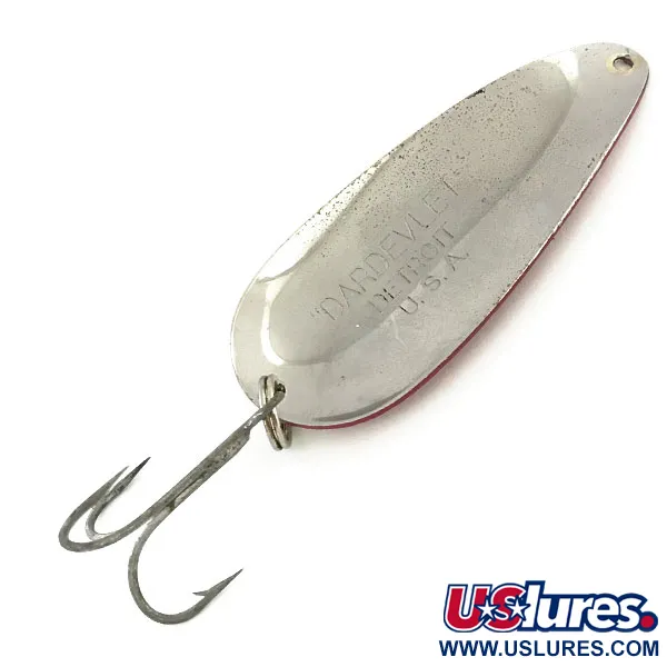 Vintage  Eppinger Dardevle Dardevlet , 3/4oz Red / White / Nickel fishing spoon #8764