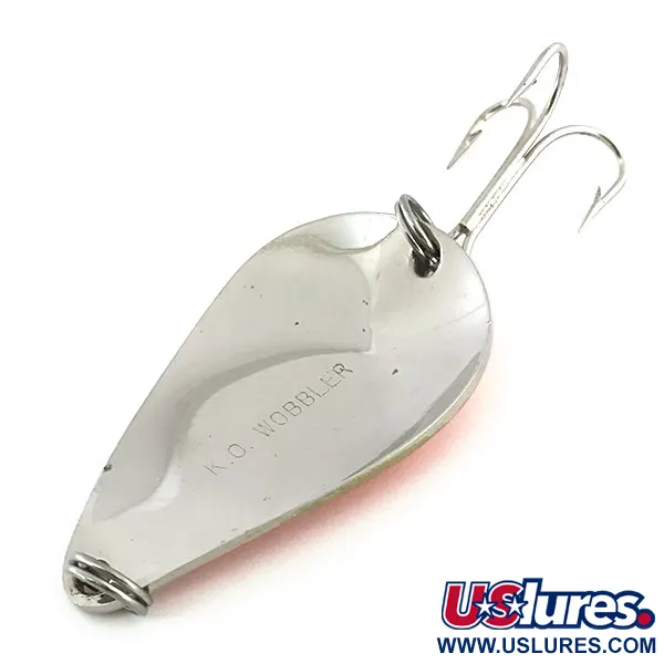 Vintage  Acme K.O. Wobbler, 3/4oz Nickel / Orange fishing spoon #8765