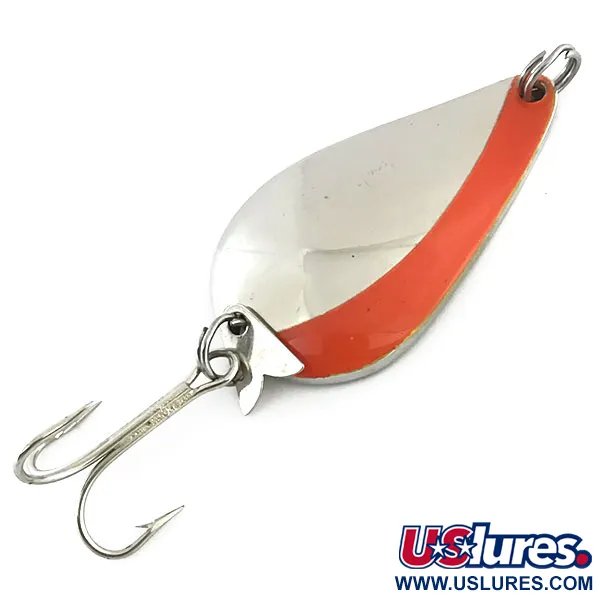 Vintage  Acme K.O. Wobbler, 3/4oz Nickel / Orange fishing spoon #8765