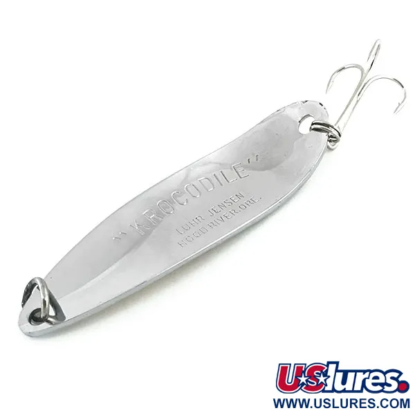 Vintage  Luhr Jensen Krocodile Die #5, 1oz Nickel / Golden Hologram fishing spoon #8766