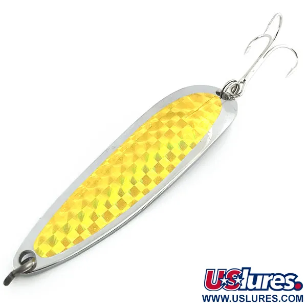 Vintage  Luhr Jensen Krocodile Die #5, 1oz Nickel / Golden Hologram fishing spoon #8766