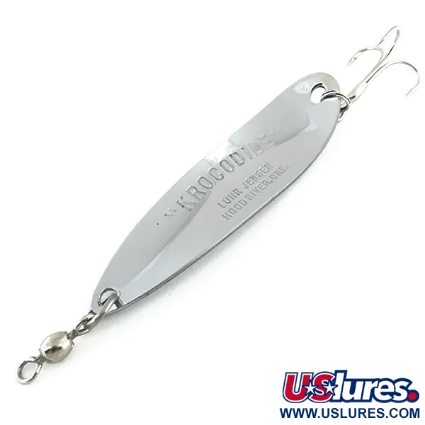 Vintage  Luhr Jensen Krocodile Die #5, 3/4oz Nickel fishing spoon #8767