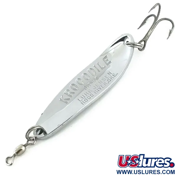 Vintage  Luhr Jensen Krocodile Die #3, 1/2oz Nickel fishing spoon #8772