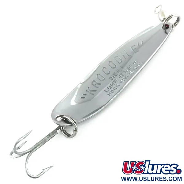Vintage  Luhr Jensen Krocodile Die #4 UV, 1/2oz Nickel fishing spoon #8773