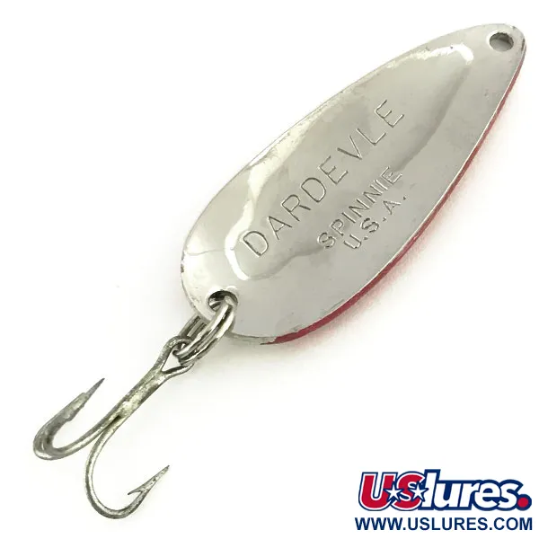 Vintage  Eppinger Dardevle Spinnie, 1/3oz Red / White / Nickel fishing spoon #8776