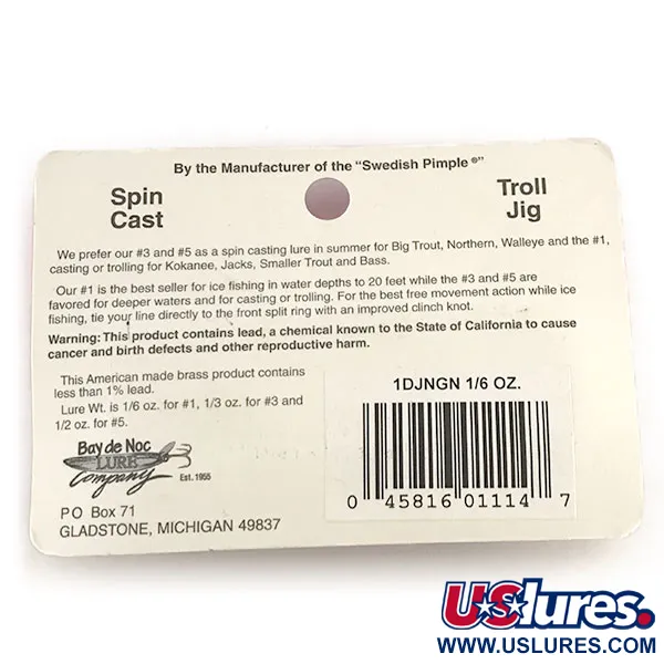  Bay de Noc Do-Jigger, 3/16oz Nickel / Green fishing spoon #8779