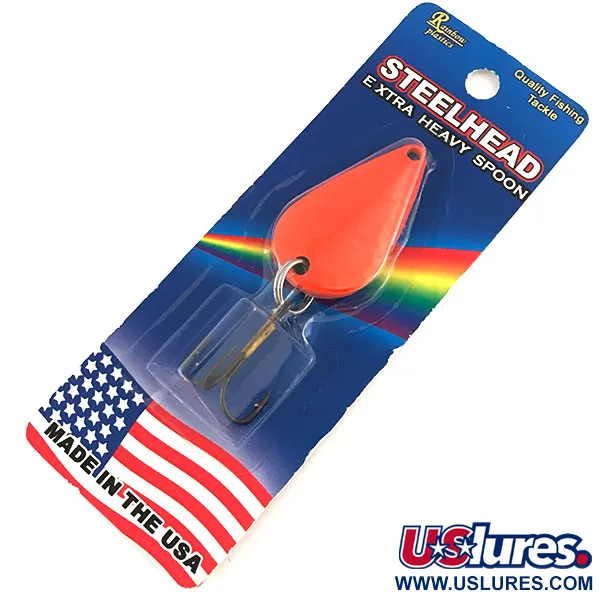 Vintage  Rainbow Plastics Steelhead UV, 1/2oz Fluorescent Orange fishing spoon #8780