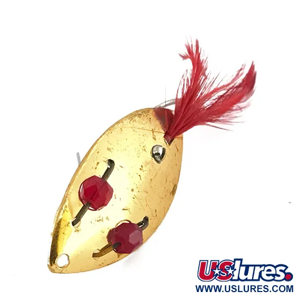 Vintage   Weedless Herter's , 3/16oz Gold / Red fishing spoon #8837