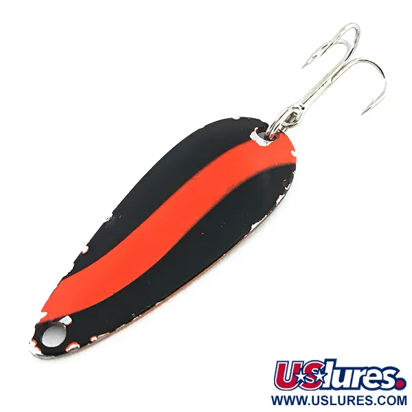 Vintage   Worth Chippewa Spoon, 3/16oz Black / Orange Red / Nickel fishing spoon #8839