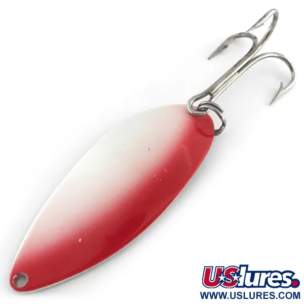 Vintage  Seneca Little Cleo (Hula Girl), 3/4oz White Pearl / Red fishing spoon #8843