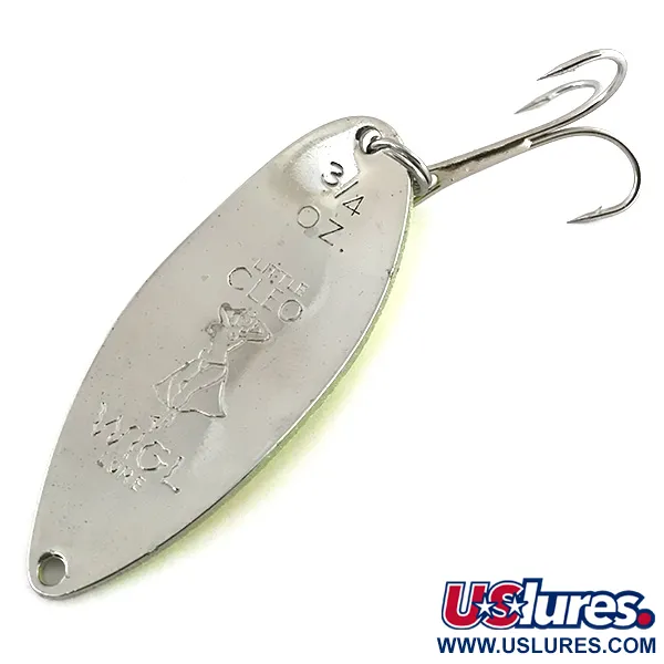 Vintage  Seneca Little Cleo (Hula Girl) UV, 3/4oz Yellow / Red / Nickel fishing spoon #8845