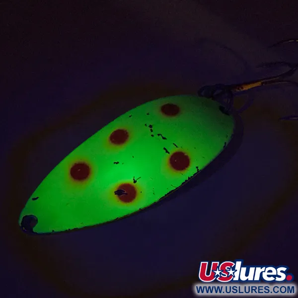 Vintage  Seneca Little Cleo (Hula Girl) UV, 3/4oz Yellow / Red / Nickel fishing spoon #8845