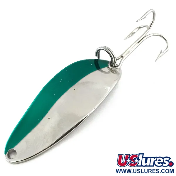 Vintage  Seneca Little Cleo (Hula Girl), 1/3oz Nickel / Green fishing spoon #8848