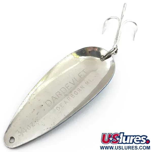 Vintage  Eppinger Dardevle Dardevlet , 3/4oz Blue / Nickel fishing spoon #8853