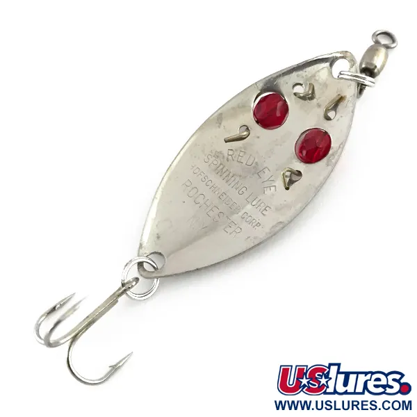 Vintage  Hofschneider Red Eye junior, 1/4oz Nickel / Red Eyes fishing spoon #8870