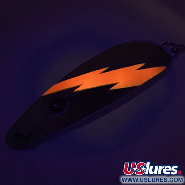 Vintage  Red Eye Lures Red Eye Evil Eye UV, 1/3oz Nickel / Orange / Red Eye fishing spoon #8872