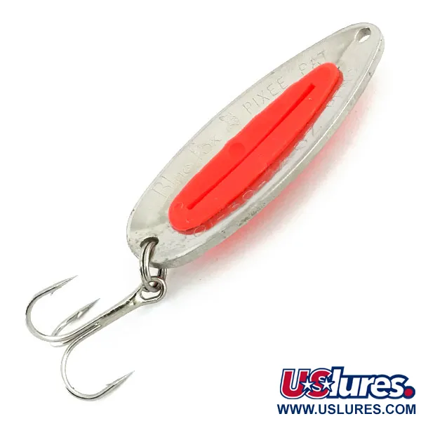 Vintage   Blue Fox Pixee UV, 1/2oz Hammered Nickel / Pink fishing spoon #8875