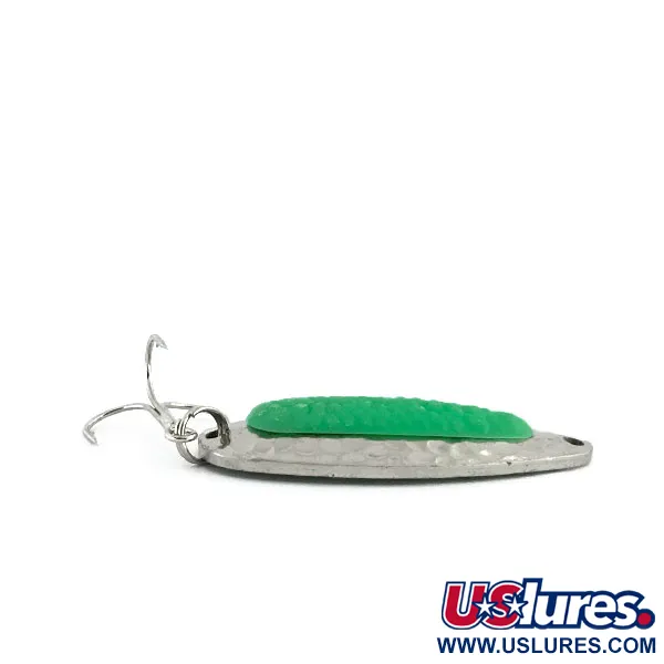 Vintage   Blue Fox Pixee UV, 1/2oz Hammered Nickel / Green fishing spoon #8876