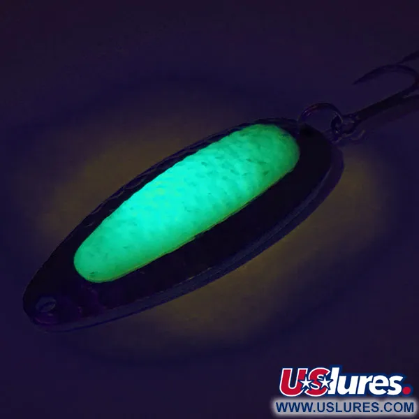 Vintage   Blue Fox Pixee UV, 1/2oz Hammered Nickel / Green fishing spoon #8876