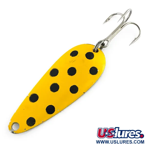 Vintage   Worth Chippewa Spoon, 1/3oz Yellow / Black / Nickel fishing spoon #8904