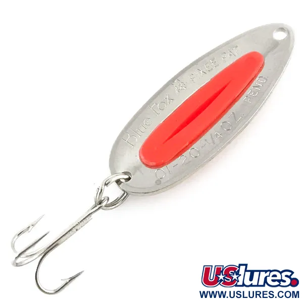 Vintage   Blue Fox Pixee UV, 1/4oz Hammered Nickel / Red fishing spoon #8919