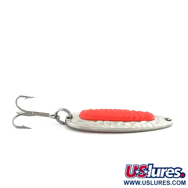 Vintage   Blue Fox Pixee UV, 1/4oz Hammered Nickel / Red fishing spoon #8919